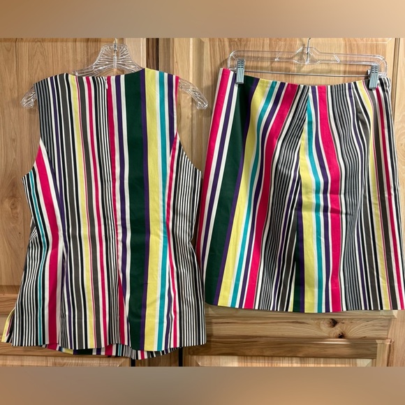 Carlisle Collection Colorful Striped Women's V-Neck Sleeveless Mini Skirt Set - Picture 10 of 14